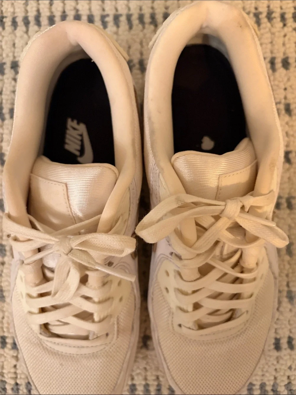 Nike Women’s Cream Sneakers with Gold Swoosh
